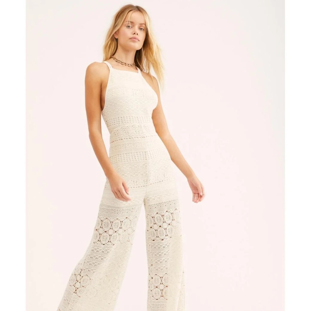NWOT FREE PEOPLE CROCHET FLARE JUMPSUIT